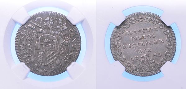 STATO PONTIFICIO. CLEMENTE XIII, 1758-1769. Giulio 1763/A. V. Roma.