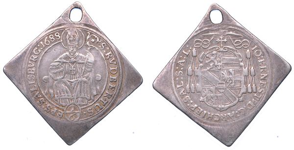 AUSTRIA - SALISBURGO. JOHANN ERNST VON THUN UND HOHENSTEIN, 1687-1709. 1/6 Talerklippe 1688.