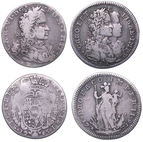 NAPOLI. CARLO VI D'ASBURGO, 1711-1734. Lotto di due monete.