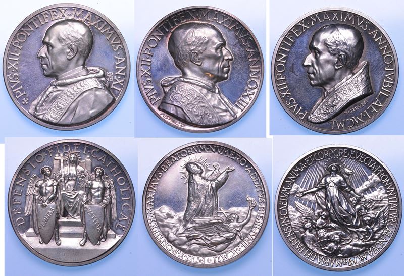 VATICANO. PIO XII, 1939-1958. Lotto di tre medaglie.  - Auction Light Numismatics - Cambi Casa d'Aste