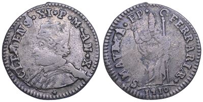 Muraiola da 4 baiocchi, Ferrara, Clemente XI (1700-1721), 1710