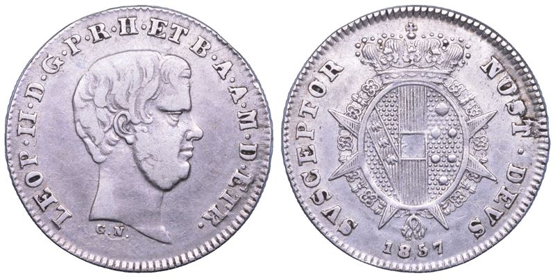 FIRENZE. LEOPOLDO II DI LORENA, 1824-1859. Mezzo paolo 1857.  - Asta Numismatica Light - Cambi Casa d'Aste