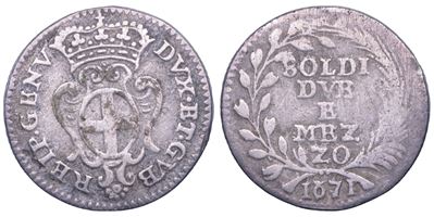 Genova, Dogi biennali e governatori della Repubblica, 2 1/2 soldi, 1671