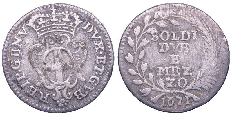 GENOVA. DOGI BIENNALI E GOVERNATORI DELLA REPUBBLICA, 1528-1797. 2 1/2 soldi 1671.  - Auction Light Numismatics - Cambi Casa d'Aste