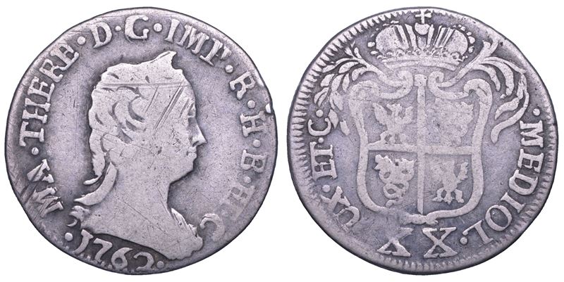 MILANO. MARIA TERESA D'ASBURGO, 1740-1780. 20 soldi 1762.  - Asta Numismatica Light - Cambi Casa d'Aste