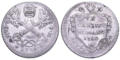 Stato Pontificio, Pio VI, Carlino 1780 (1775–1799)