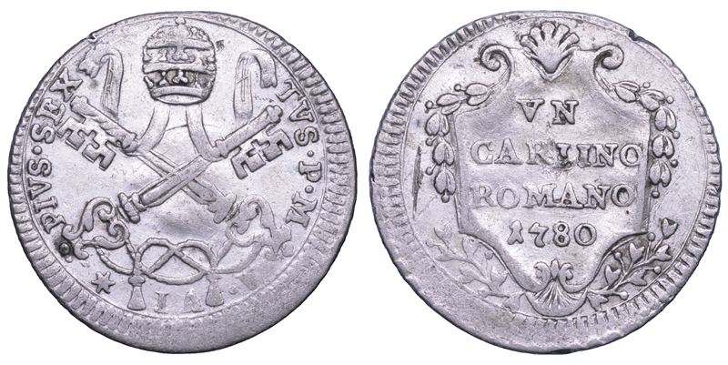 STATO PONTIFICIO. PIO VI, 1775-1799. Carlino 1780.  - Asta Numismatica Light - Cambi Casa d'Aste