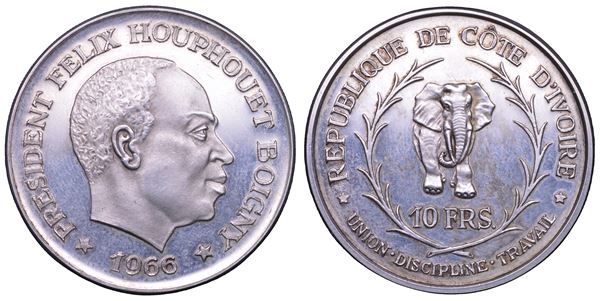 COSTA D’AVORIO. 10 franchi 1966.