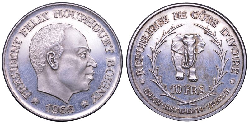 COSTA D’AVORIO. 10 franchi 1966.  - Auction Light Numismatics - Cambi Casa d'Aste