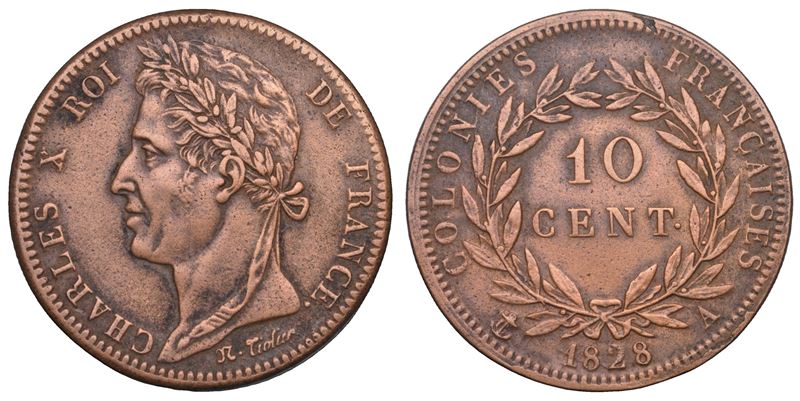 COLONIE FRANCESI. 10 centimes 1828.  - Asta Numismatica Light - Cambi Casa d'Aste