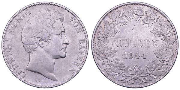 GERMANIA - BAVIERA. LUDWIG I, 1825 - 1848. Gulden 1844.