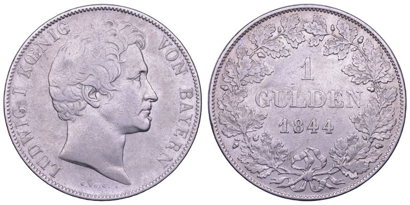 GERMANIA - BAVIERA. LUDWIG I, 1825 - 1848. Gulden 1844.  - Auction Light Numismatics - Cambi Casa d'Aste