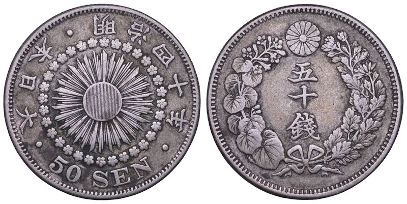 GIAPPONE. MUTSUHITO, 1867-1912. 50 sen 1907.  - Asta Numismatica Light - Cambi Casa d'Aste