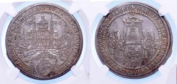 AUSTRIA - SALISBURGO. PARIS VON LODRON, 1619-1653. 1/2 Reichstaler 1628. Per la ricostruzione della cattedrale di San Ruperto.