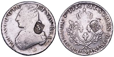 Louis XVI, Ecu 1786 con contromarca da 40 Batzen di Berna
