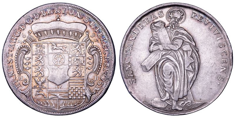 GERMANIA. BRAUNSCHWEIG-CALENBERG-HANNOVER. ERNST AUGUST, 1679-1698. Taler 1695.  - Auction Numismatics - Cambi Casa d'Aste