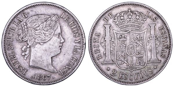 SPAGNA. ISABEL II, 1833-1868. 2 Escudos 1867.