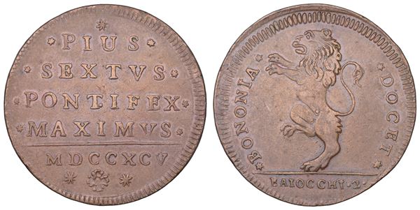STATO PONTIFICIO. PIO VI, 1775-1799. 2 Baiocchi 1795. Bologna.