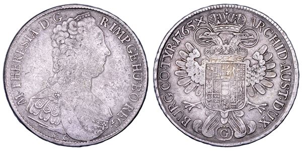 AUSTRIA. MARIA THERESIA, 1740-1780. Thaler 1765. Gunzburg.