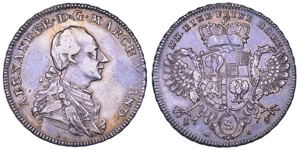 GERMANIA. BRANDENBURG - ANSBACH. CHRISTIAN FRIEDRICH KARL ALEXANDER, 1757-1791. 1/2 Taler 1775.