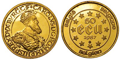 Belgio, 50 Ecu 1987, Oro