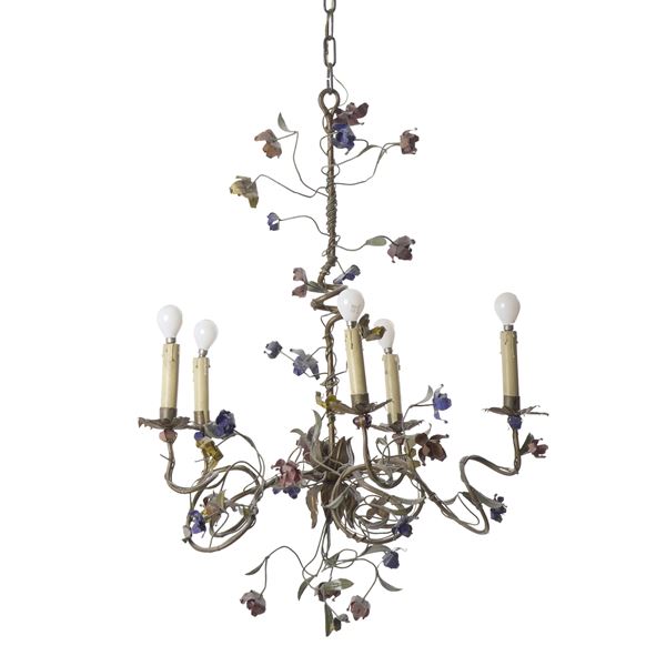 Lampadario in lamierino a cinque luci