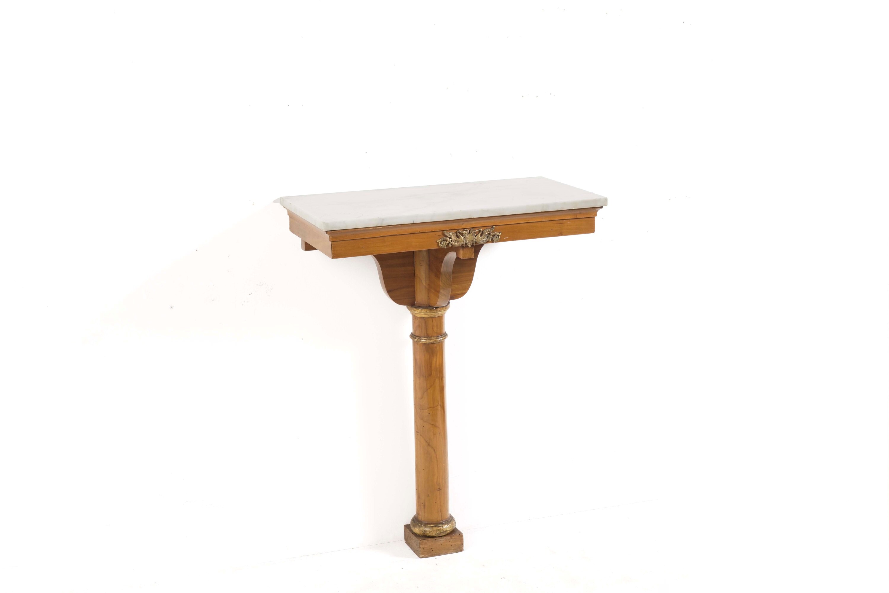 Piccola consolle in legno con piano in marmo, XIX secolo