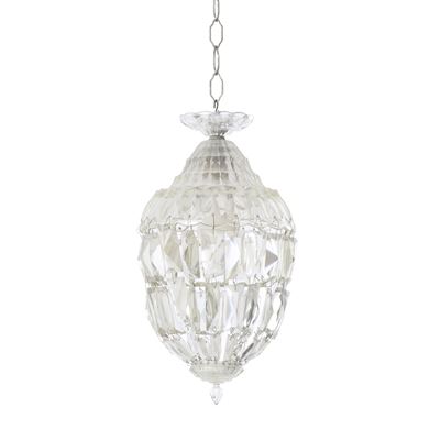 Piccolo lampadario con gocce in vetro sfaccettato, corpo cm 30x30x40 e altezza con catena cm 30x3...