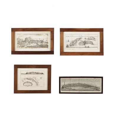 Lotto di quattro stampe in cornice, interno, dimensioni variabili max 50 × 31 cm
