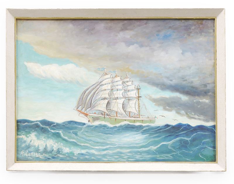 Scuola del XX secolo Ritratto di veliero in navigazione  - Auction Antiques - Cambi Casa d'Aste