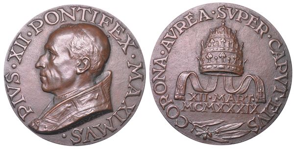 VATICANO. PIO XII, 1939-1958. Medaglia in bronzo 1939. Incoronazione.