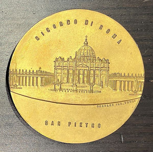 STATO PONTIFICIO. LEONE XIII, 1878-1903. Medaglia in bronzo dorato 1903. Basilica di San Pietro.