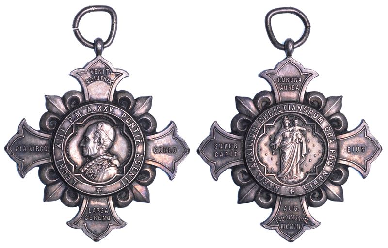 STATO PONTIFICIO. LEONE XIII, 1878-1903. Croce in argento 1903. Incoronazione Madonna di Torino.  - Auction Light Numismatics - Cambi Casa d'Aste