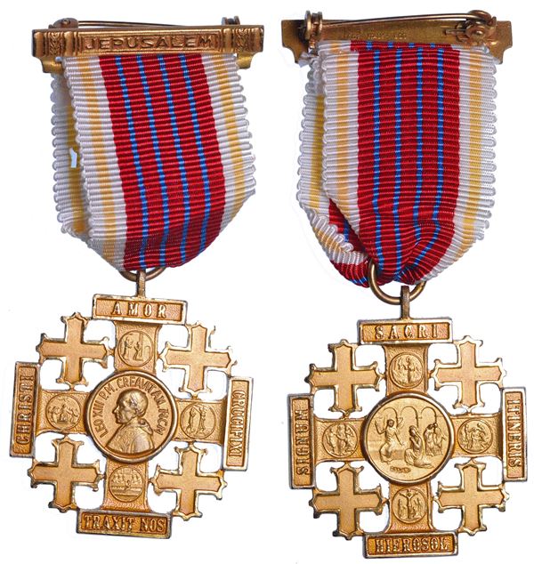 STATO PONTIFICIO. LEONE XIII, 1878-1903. Croce di Gerusalemme in argento dorato 1901.