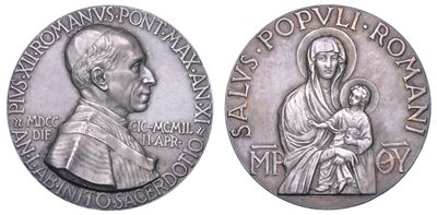 Medaglia in argento commemorativa del 50esimo anniversario del Sacerdozio di Pio XII, 1949