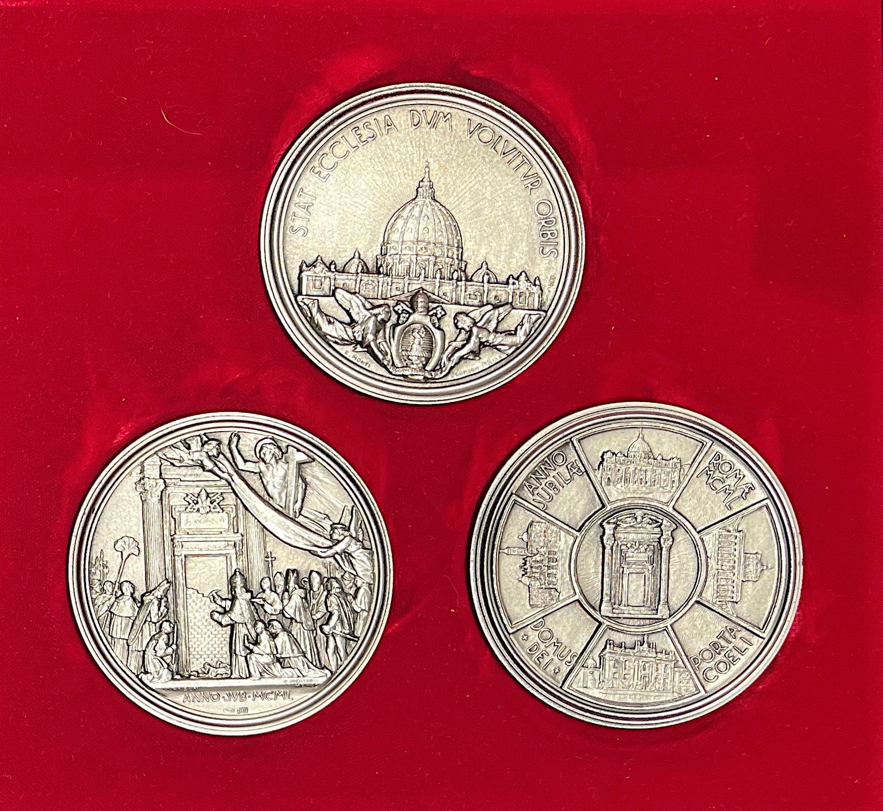 PIO XII, Lotto di 3 medaglie in argento, Anno Santo 1950