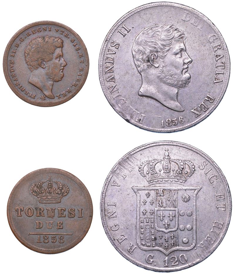 NAPOLI. FERDINANDO II DI BORBONE, 1830-1859. Lotto di due monete.  - Asta Numismatica Light - Cambi Casa d'Aste