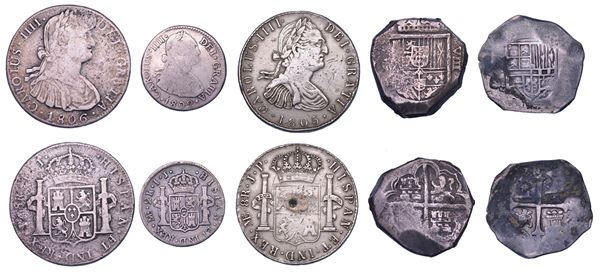 IMPERO SPAGNOLO. Lotto di cinque monete.