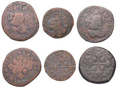 Cagliari, Lotto di tre monete di Carlo II (1665-1700)