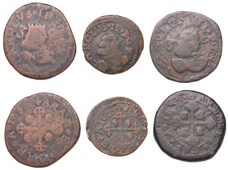 CAGLIARI. CARLO II, 1665-1700. Lotto di tre monete.  - Auction Light Numismatics - Cambi Casa d'Aste