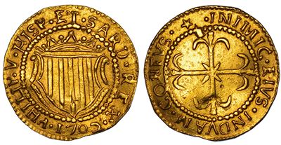 Cagliari, Filippo V di Spagna, scudo 1702