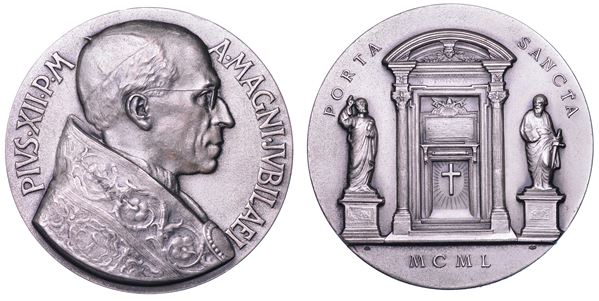 VATICANO. PIO XII, 1939-1958. Medaglia in argento 1950. Anno Santo.