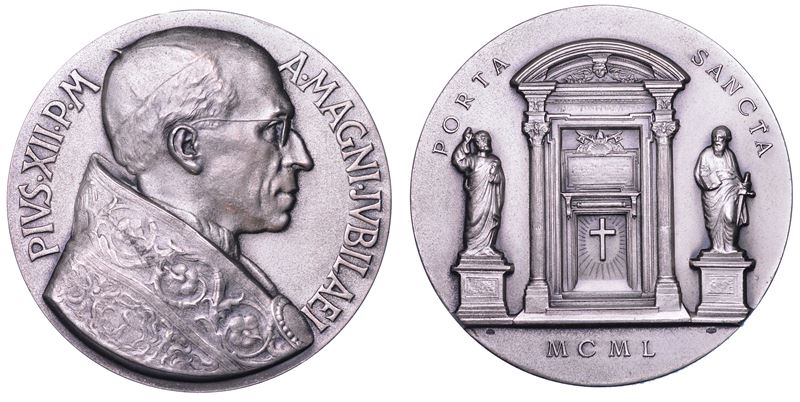 VATICANO. PIO XII, 1939-1958. Medaglia in argento 1950. Anno Santo.  - Asta Numismatica Light - Cambi Casa d'Aste