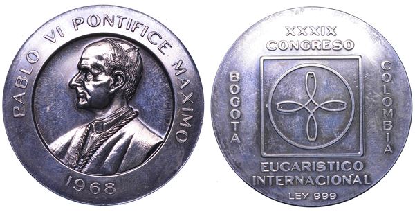VATICANO. PAOLO VI, 1963-1978. Medagliain argento 1968. Viaggio Papale a Bogotá.