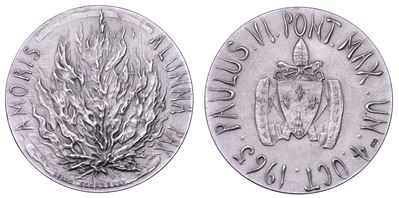 Scorzelli, Medaglia in argento commemorativa del viaggio di Paolo VI all'ONU, 1965