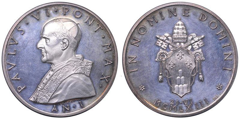 VATICANO. PAOLO VI, 1963-1978. Medaglia straordinaria in argento 1963. Elezione.  - Auction Light Numismatics - Cambi Casa d'Aste