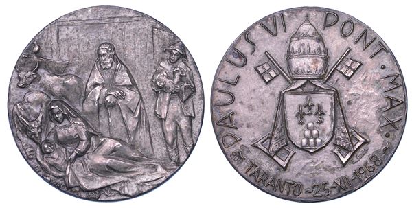 VATICANO. PAOLO VI, 1963-1978. Medaglia in argento 1968. Natale a Taranto.
