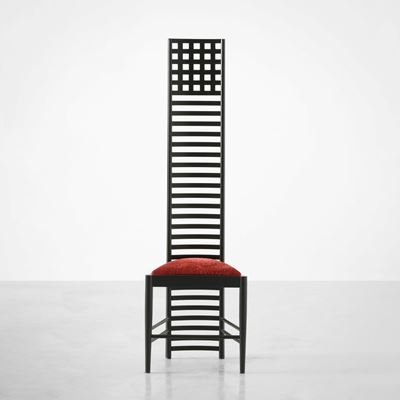 Sedia mod. Hill, legno ebanizzato con rivestimento in tessuto