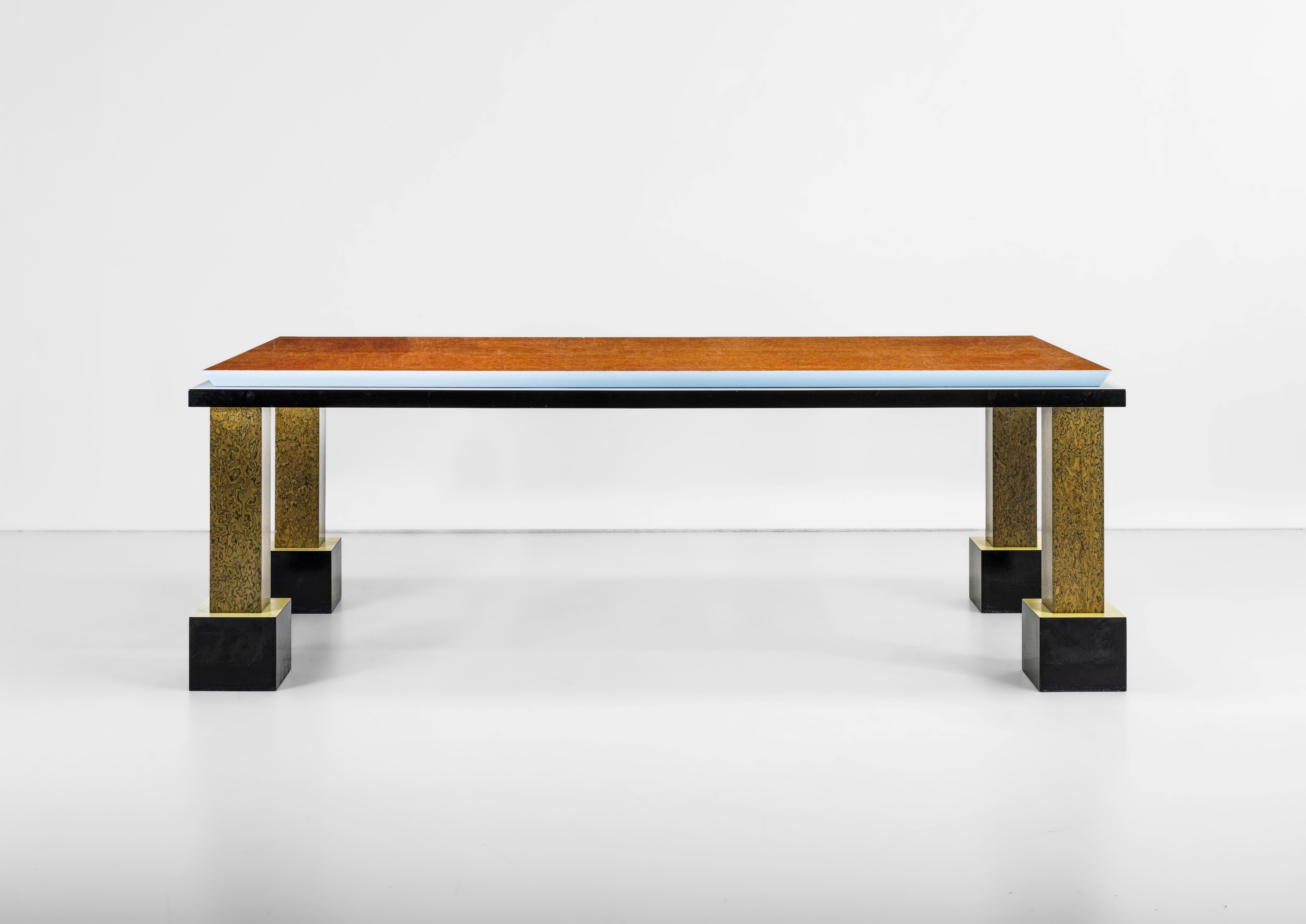 Ettore Sottsass - Tavolo modello Palm Springs, legno e laminato plastico, 1984