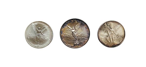 Messico 1982-1997: 3 monete da un’oncia (1 Peso “Libertà”) in argento.